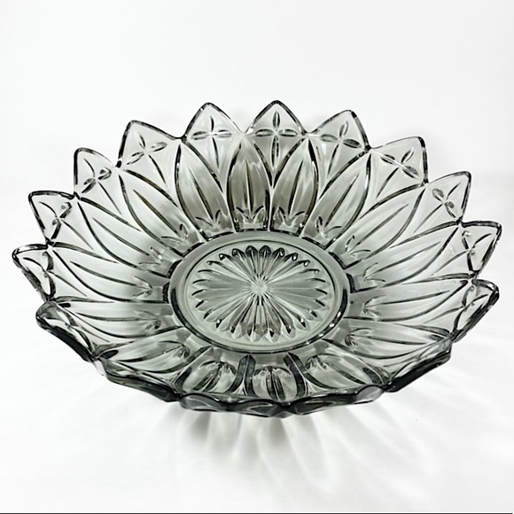 Vintage Other - Vintage smoky gray glass sunburst bowl